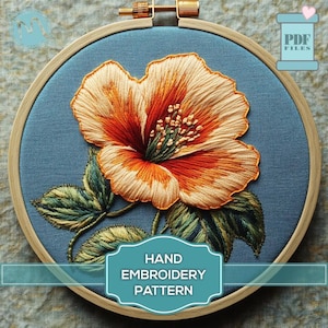 エレガントな花柄の刺繍パターン - フープアートや DIY クラフト用の手刺繍デザイン。花柄のデザイン。