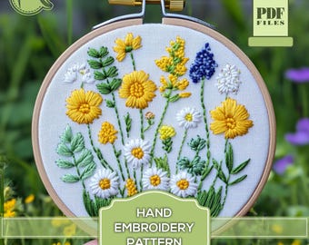 Wildflowers Hand Embroidery Pattern - Floral Design for Beginners (PDF Pattern)