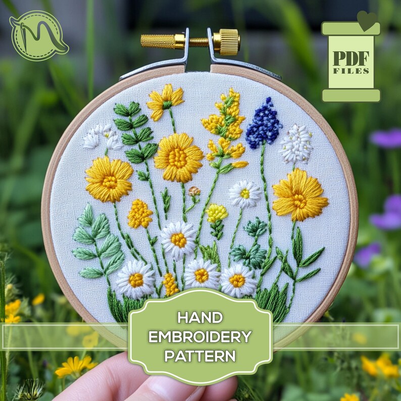 Wildflowers Hand Embroidery Pattern - Floral Design for Beginners (PDF ...