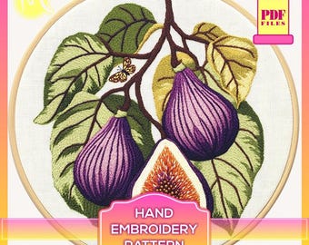 Figs and Leaves Embroidery Pattern – Botanical DIY (PDF Template)