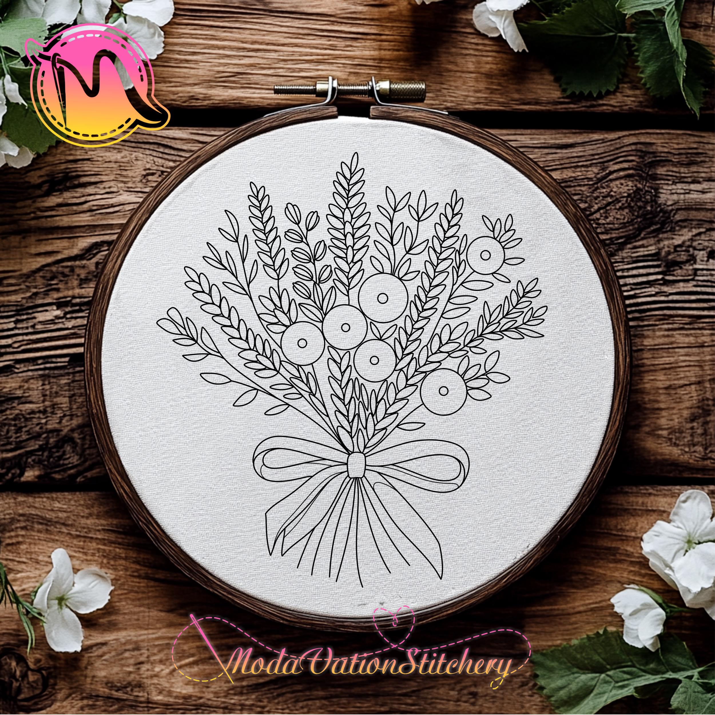 Wildflower Bouquet Embroidery Pattern – Rustic Floral Design (PDF ...