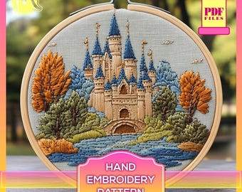 Magic Castle Embroidery Pattern, Beginner Landscape Design (PDF Pattern)