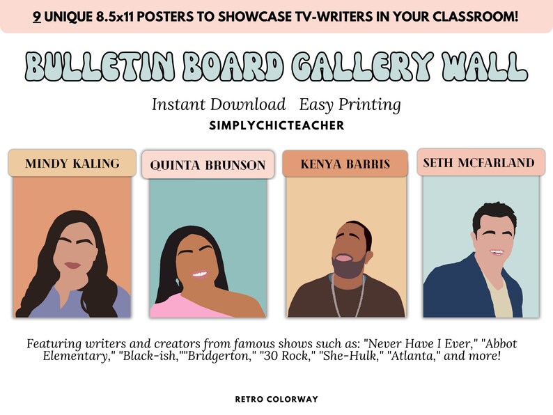 Classroom Gallery Wall Bulletin Board Printable Posters: TV - Etsy