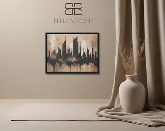Urban Skyline Canvas Print: Modern Industrial Cityscape Wall Art