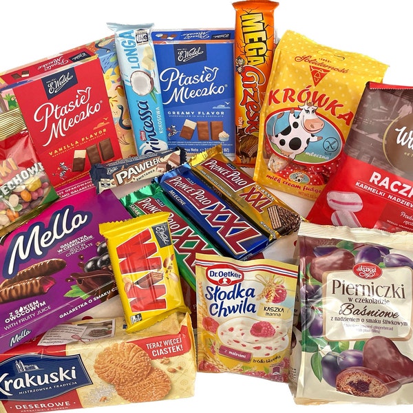 Polish Snacks Big BOX DELUXE 4.6 lbs  -Delicious Polish SWEETS, Ptasie Mleczko, Wedel,Polish Krowka,Prince Polo,Mella, Pierniczki