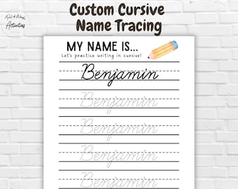 Personalized Cursive Name Tracing, Custom Name Writing Practice, Kids Name Tracing, Name Writing Activity, Pre-K Trace Your Name Worksheet