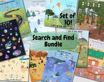 Kids Activities I Spy Search and Find Bundle, Search and Find Bundle, Toddler I Spy, Toddler Learning Book, Preschool Worksheet Bundle