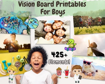 Boys Vision Board Kit, Kids Dream Board, Mood Board Party, Manifestation Affirmation Printable, Kid-Friendly Pictures, Family Night Activity