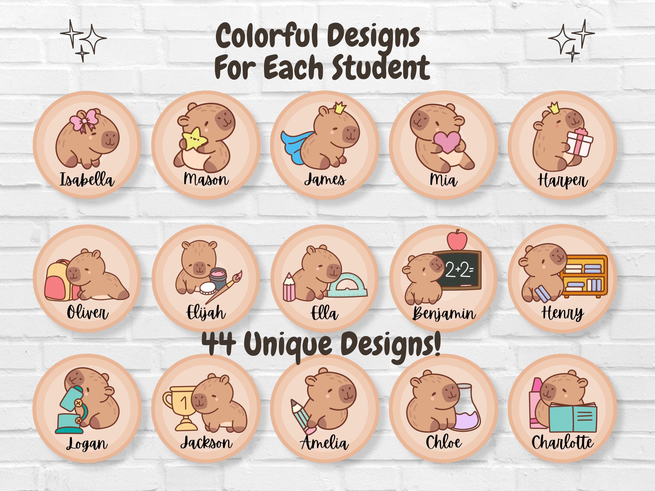 Editable Capybara Classroom Name Tags, Student Desk Label Template ...