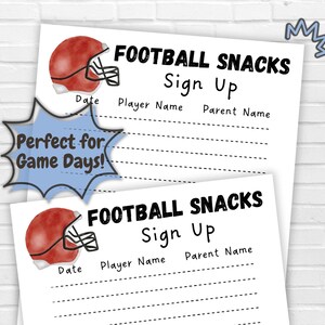 Football Snacks Schedule, Game Day Snacks, Team Sports Snack Sign Up, School Snacks Form, Football Snacks Volunteer List, Game Day Treats