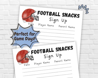 Football Snacks Schedule, Game Day Snacks, Team Sports Snack Sign Up, School Snacks Form, Football Snacks Volunteer List, Game Day Treats