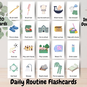 Tägliche Routine Karteikarten, Kleinkind Karteikarten Vorschulkarten Montessori Karten Homeschool bildungs druckbare Karten Chore Routine Chart