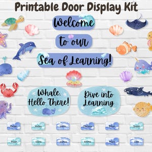 Ocean Door Decor Kit, Classroom Door Display, Summer Bulletin Board, Under the Sea Classroom Decor Bundle, Teacher DIY Welcome Door Kit