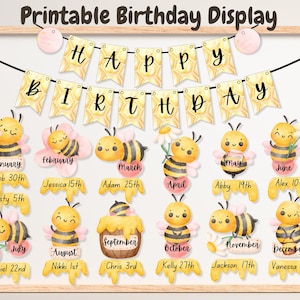 Cumpleaños en el aula con abejorros, exhibición de cumpleaños en el aula, tablero de cumpleaños en el aula, tablero de cumpleaños familiar, kit de tablón de anuncios de abejas de primavera