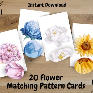 Patroon Matching Game voor kinderen, Floral Nature Study Matching, Montessori Learning Game, Preschool Curriculum, Homeschool Peuter Flower Game