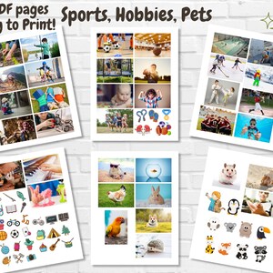 K&ouml;nnte beinhalten: Ein Satz von 32 druckbaren PDF-Seiten mit Bildern und Symbolen zu den Themen Sport, Hobbys und Haustiere. Die Seiten sind druckfertig und k&ouml;nnen f&uuml;r verschiedene Aktivit&auml;ten verwendet werden.