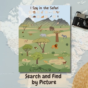 Ich spioniere Suchen und Finden Aktivität, Safari Tier Kinder Aktivität, Vorschul Montessori Lernen, Ich Spion Spiel, Safari Kleinkind Homeschool Curriculum
