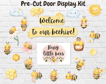 Bumble Bee Door Decor Kit, Classroom Door Display Cut Outs, Spring Bulletin Board, Bee Classroom Decor Pre Cut Bundle, Teacher DIY Door Kit