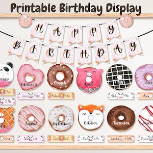 Donut Klassenzimmer Geburtstag, Boho Klassenzimmer Geburtstag Display, Klassenzimmer Geburtstagstafel, Studenten Geburtstagserinnerungen, Donut Bulletin Board Kit