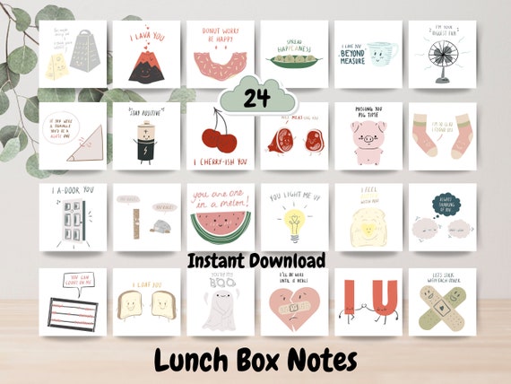 Lunchbox Notes, Lunch Box Cards, Printable Lunchbox Jokes, Cute Lunch Notes for Kids, Back to School Encouragement Notes, Affirmation Cards