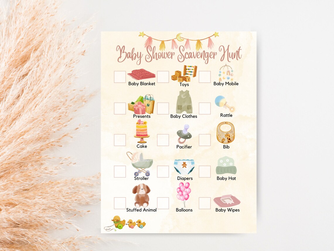 Baby Shower Scavenger Hunt Game for Kids, Indoor Kids Scavenger Hunt ...