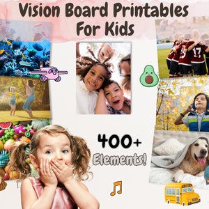 Vision Board Kit, Kids Dream Board, Mood Board Party, Manifestation & Affirmation zum Ausdrucken, kinderfreundliche Bilder, Family Vision Board Tool