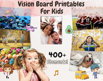 Vision Board Kit, Kids Dream Board, Mood Board Party, Manifestation & Affirmation Printable, Kid-Friendly Pictures, Family Vision Board Tool