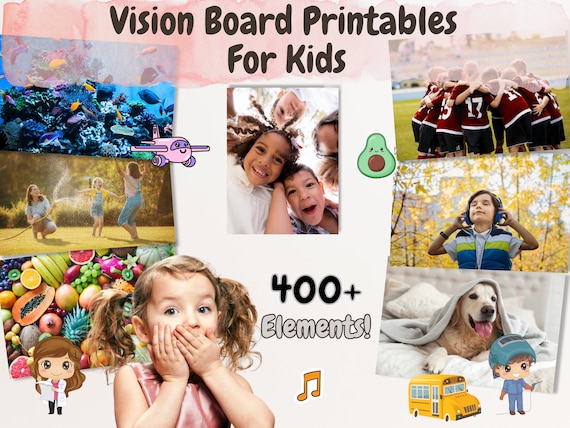 Vision Board Kit, Kids Dream Board, Mood Board Party, Manifestation & Affirmation Printable, Kid-Friendly Pictures, Family Vision Board Tool