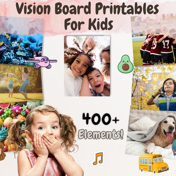Vision Board Kit, Kids Dream Board, Mood Board Party, Manifestation & Affirmation Printable, Kid-Friendly Pictures, Family Vision Board Tool