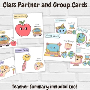 Klassenzimmer-Partnerkarten, Schülergruppennummern, Paarungspartnerschaftskarten, Klassenzimmer-Manager-Tools, Teambildung, Groovy Back to School