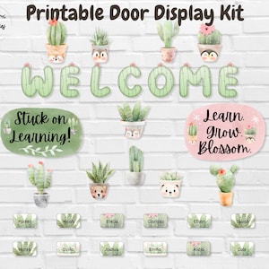 Cactus Door Decor Kit, Spring Classroom Door Display, Summer Bulletin Board, Desert Classroom Decor Bundle, Teacher DIY Plants Welcome Sign