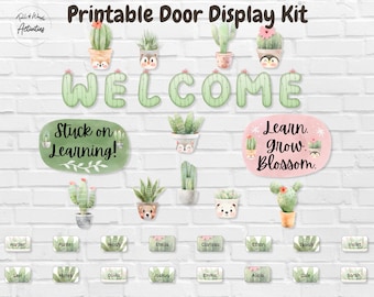 Cactus Door Decor Kit, Spring Classroom Door Display, Summer Bulletin Board, Desert Classroom Decor Bundle, Teacher DIY Plants Welcome Sign