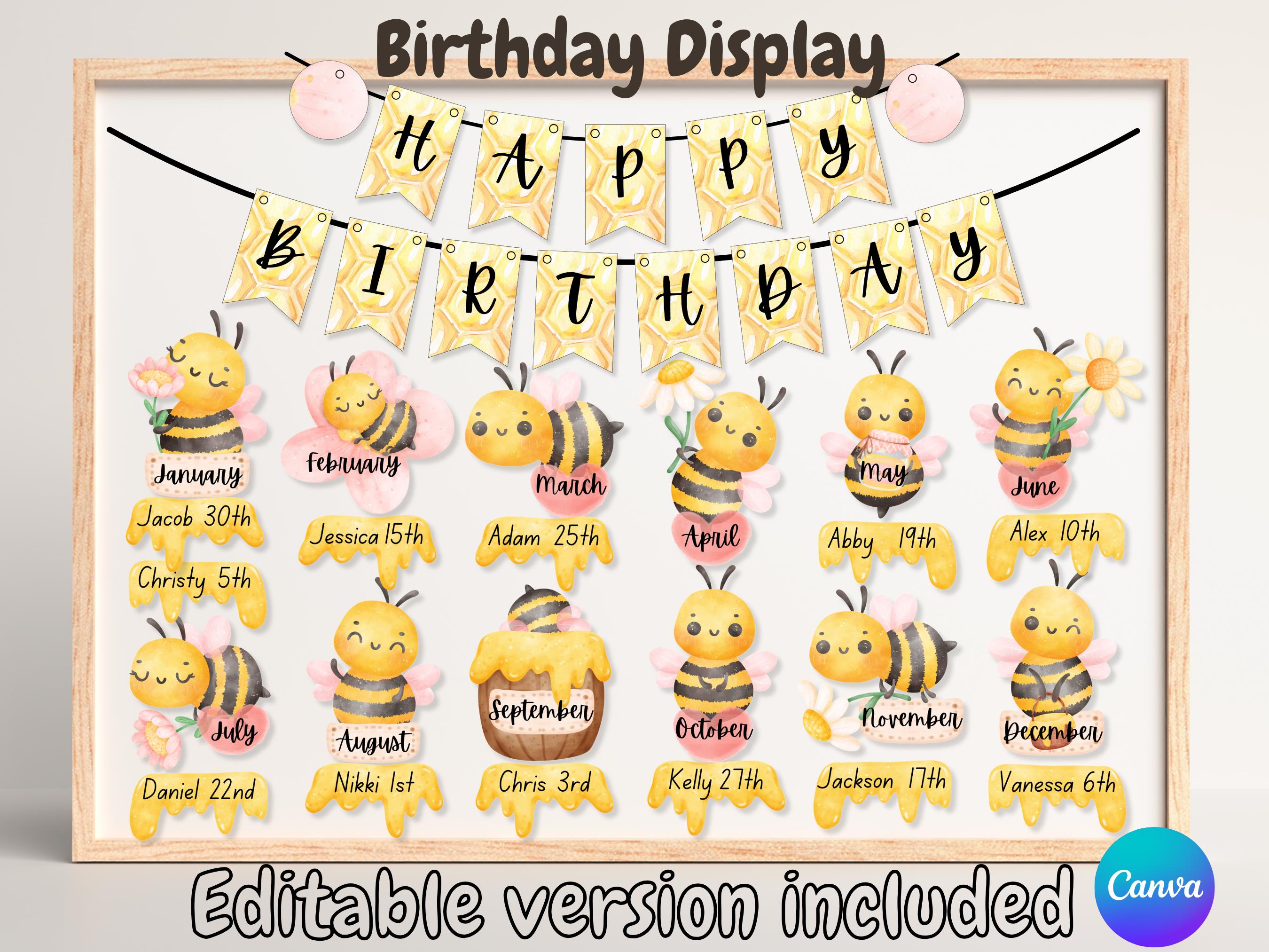 Bumble Bee Classroom Decor Bundle, Spring Birthday Board, Door Display ...