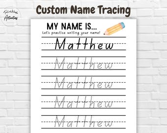 Personalized Name Tracing, Custom Name Writing Practice, Kids Name Tracing, Preschool Name Writing Activity, Pre-K Trace Your Name Worksheet