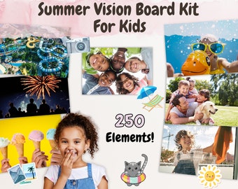 Summer Vision Board Kit, Kids Dream Board, Mood Board Party, Affirmation Printable, Summer Activity, Kid-Friendly Images Family Vision Board