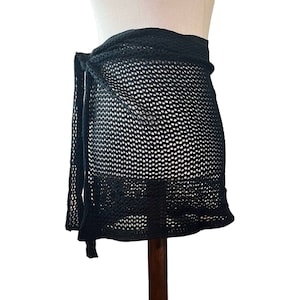 Women's Crochet Side Tie Sarong - Black
