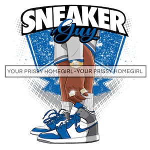 Blue and grey sneaker guy png sublimation design download, sneaker life png, man png, sneaker guy png, sublimation download