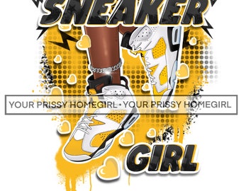 Yellow/Black Sneaker Girl PNG, Sublimation Design (Digital Download)