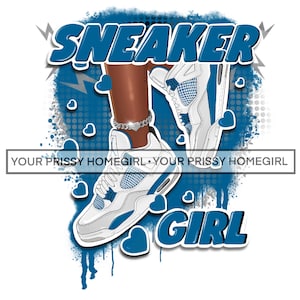 Blue and White sneaker girl png sublimation design download, sneaker life png, woman png, sneaker girl png, sublimation download 2 files