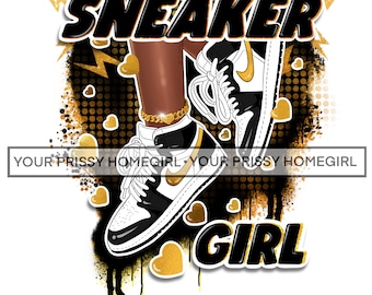 Gold B/W sneaker girl png sublimation design download, sneaker life png, woman png, sneaker girl png, sublimate design download 2 files