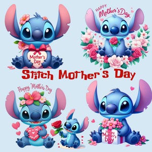 Stitch Mother’s Day PNG Bundle | Cute Stitch Happy Mother’s Day Sublimation | Stitch Digital Download | 4000x4000  | Happy Mothers Day