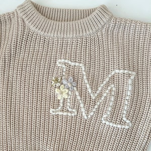 Maglione con nome personalizzato per neonati e bambini ricamato a mano, maglione con nome personalizzato per bambino, regalo pullover in cotone lavorato a maglia grosso