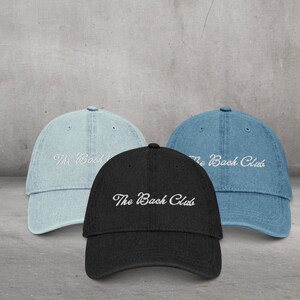 Der Bach Club Denim Dad Hat, Bachelorette Merch, Bachelorette Hats, Bach Club Bachelorette Party Gefälligkeiten, Bach Party Gefälligkeiten