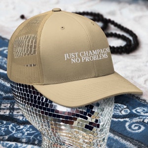 Just Champagne No Problems Trucker Cap, Bachelorette Hat, Champagne Problems, Bridesmaid Gift, Bachelorette Favor, More champagne