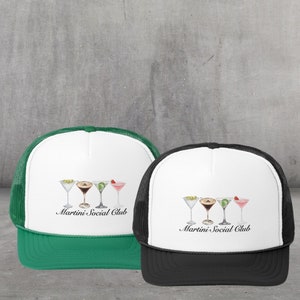 Martini Social Club Trucker Hat, Bachelorette Trucker Hats, Martini Bachelorette Party, Martini Trucker Hat, Bikinis and Martinis, Tini Time