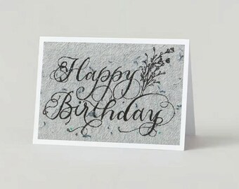 Happy Birthday Calligraphy Card - Etsy