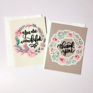 Cartões de Brushlettering - pacote com dois