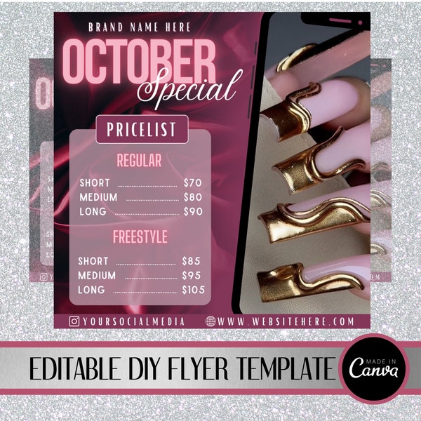 Nail Flyer, Price List Flyer Template, Nail Special Flyer, Nail Bookings Flyer, Nail Tech Flyer, Appointment Flyer, Bookings Flyer, Nails