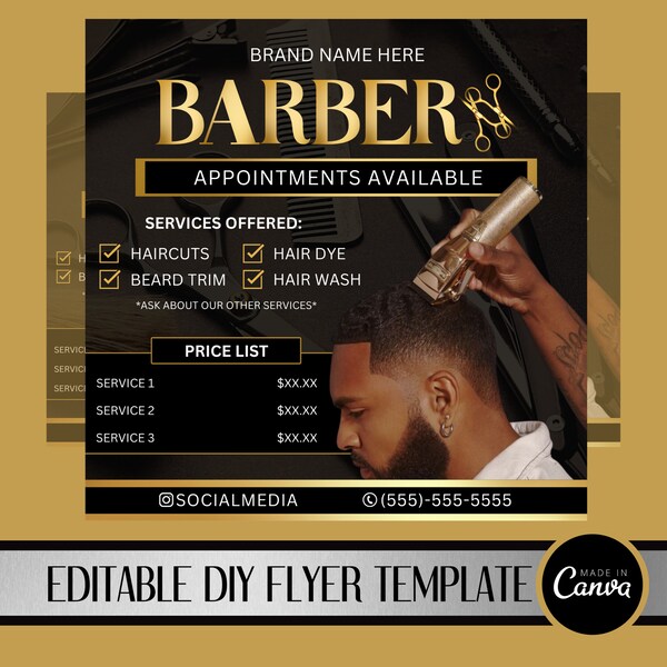 Barber Business Card Etsy