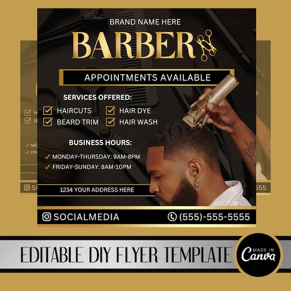 Barber Flyer, Barber Bookings Flyer, Barbershop, Barber Business Cards, Barber, Appointments Available, Book Now Flyer, Clippers, Pricelist